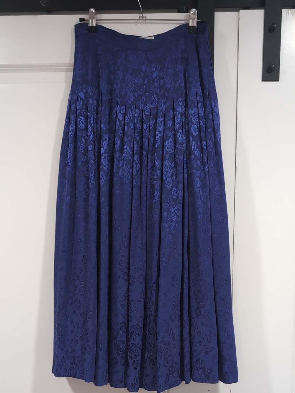 Valentino Miss V Silk Royal Blue Floral Pleated Midi Skirt Sz 44 (vtg Us 6 Ish)